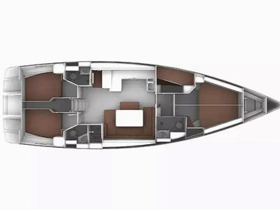 Floor plan of OREO, a Bavaria Cruiser 51 sailboat at Skiathos, Greece