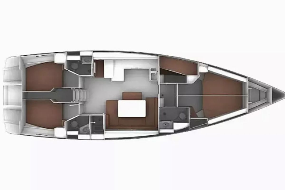 Floor plan of OREO, a Bavaria Cruiser 51 sailboat at Skiathos, Greece