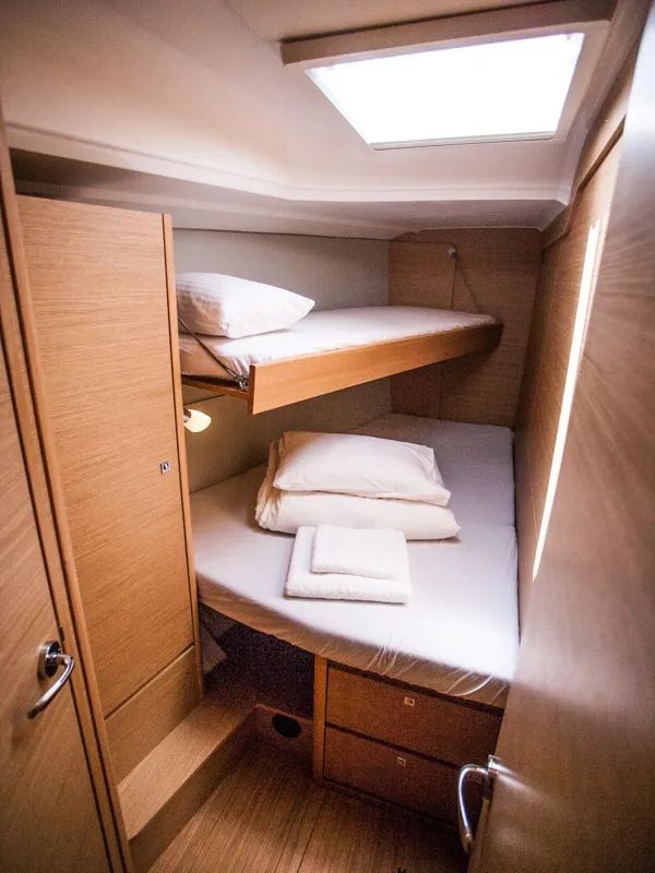 Cabin on Lisabet, a Dufour 460 GL sailboat at Primošten, Croatia