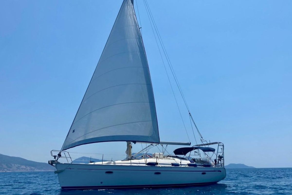 Exterior view of Okeanis S, a Bavaria 42 sailboat at Salamina Municipal Unit, Greece