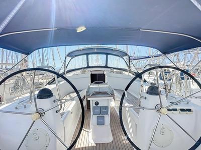 Cockpit of Okeanis S, a Bavaria 42 sailboat at Salamina Municipal Unit, Greece