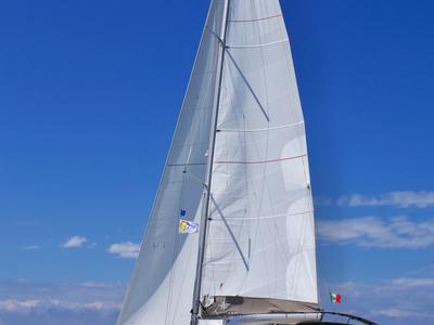 Exterior view of Azzurra - Solar Panel, a Jeanneau Sun Odyssey 479 sailboat at Puntone di Scarlino, Italy