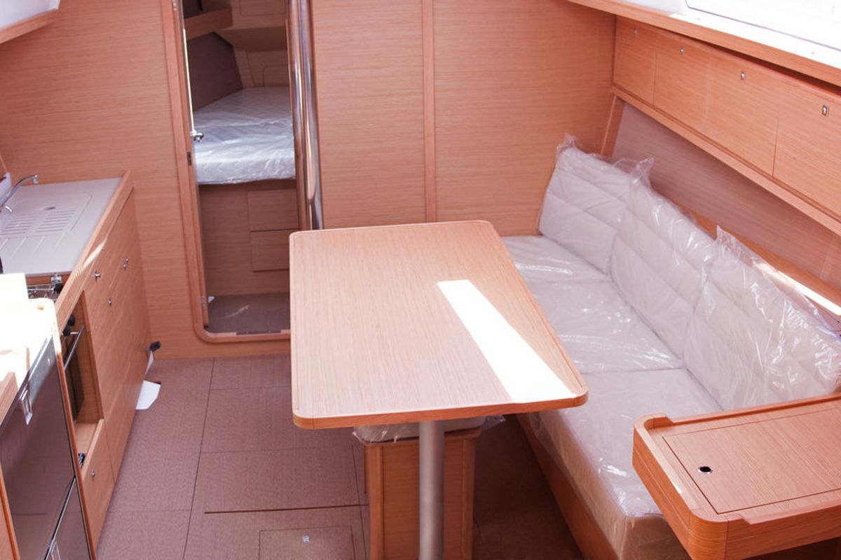 Salon of Siroko, a Dufour 382 GL sailboat at Sithonia Municipal Unit, Greece