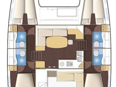 Floor plan of Christina, a Lagoon 400 catamaran at Athens, Greece