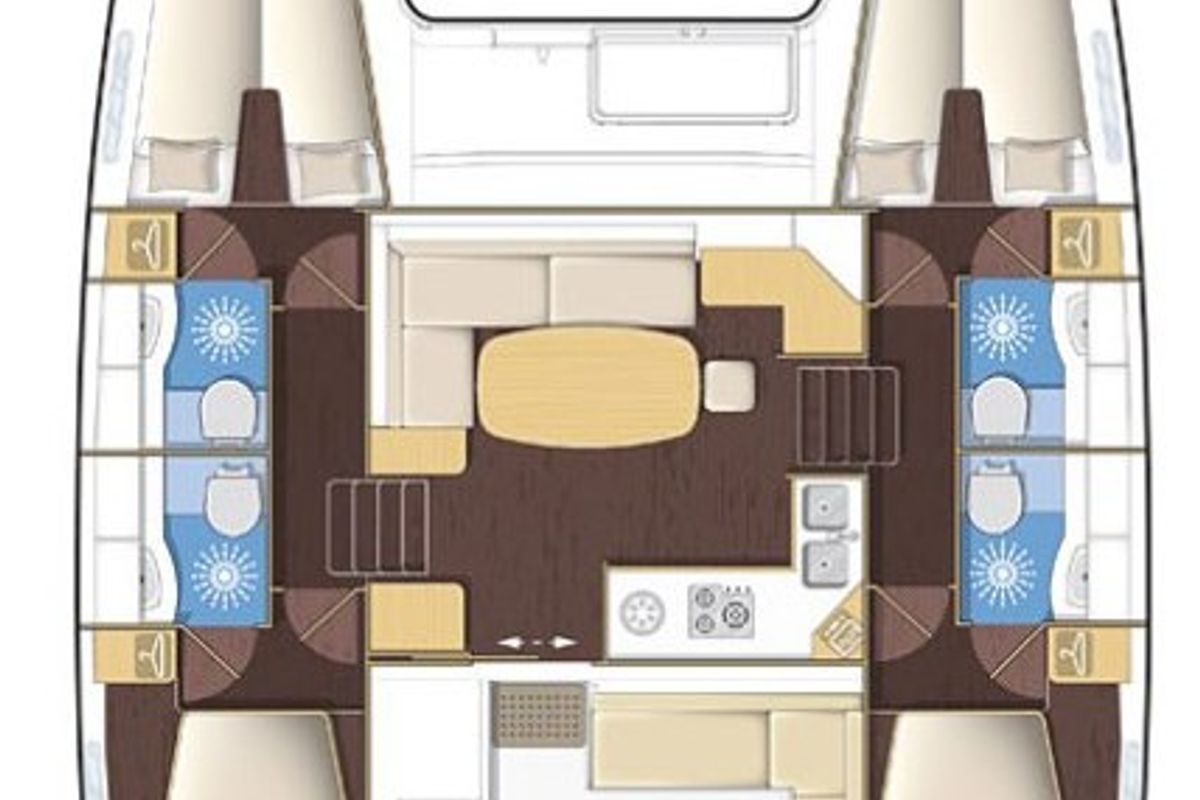 Floor plan of Christina, a Lagoon 400 catamaran at Athens, Greece