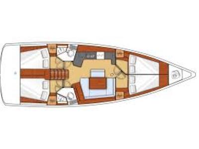 Floor plan of Comfort, a Beneteau Oceanis 45 sailboat at Gouvia, Greece