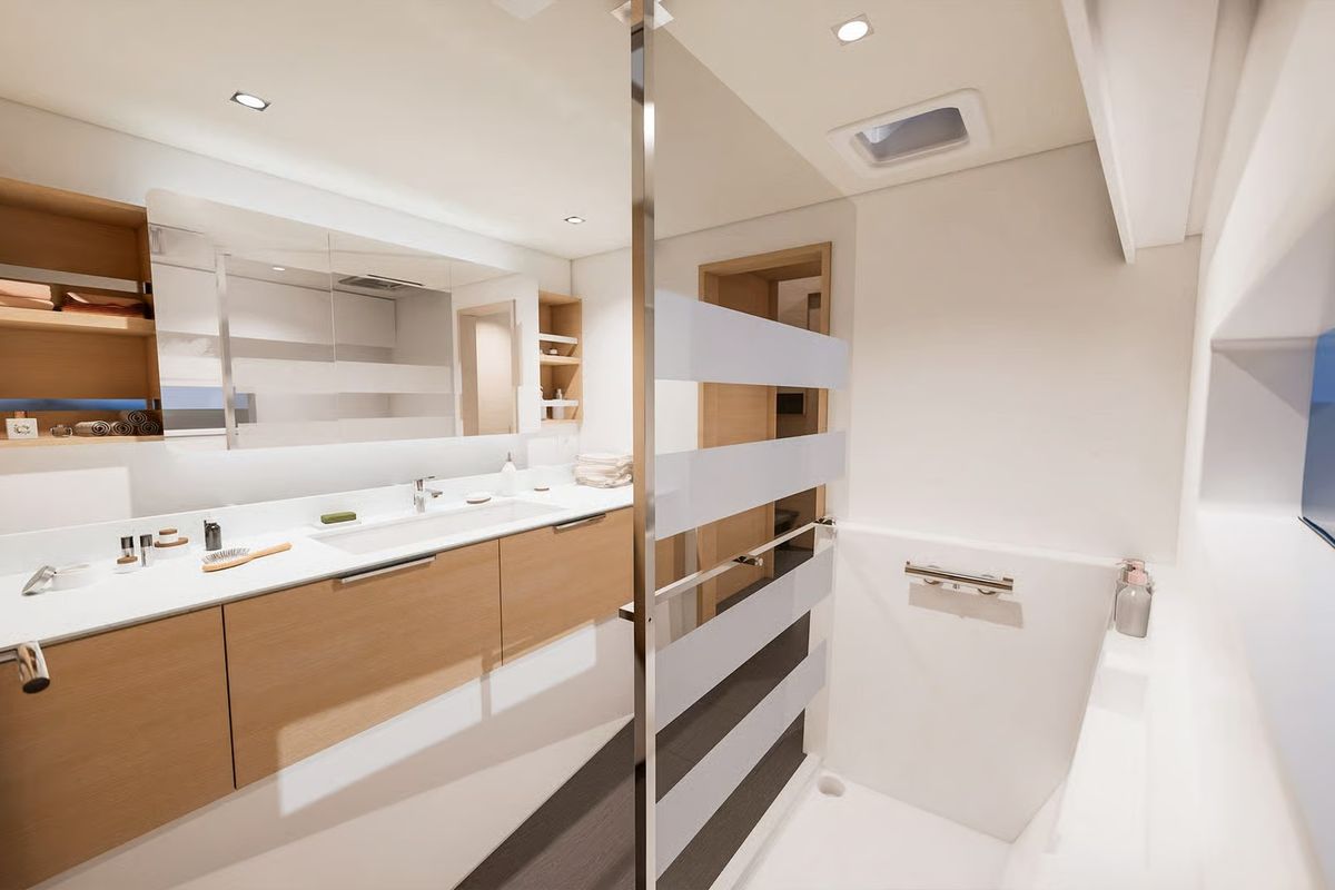 Head on Long Layover, a Fountaine Pajot FP 48 Quintet 5 catamaran at Charlotte Amalie, United States