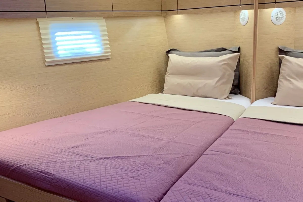 Cabin on ARTEMIS, a Hanse Yachts Hanse 508 sailboat at Municipal Unit of Lefkada, Greece