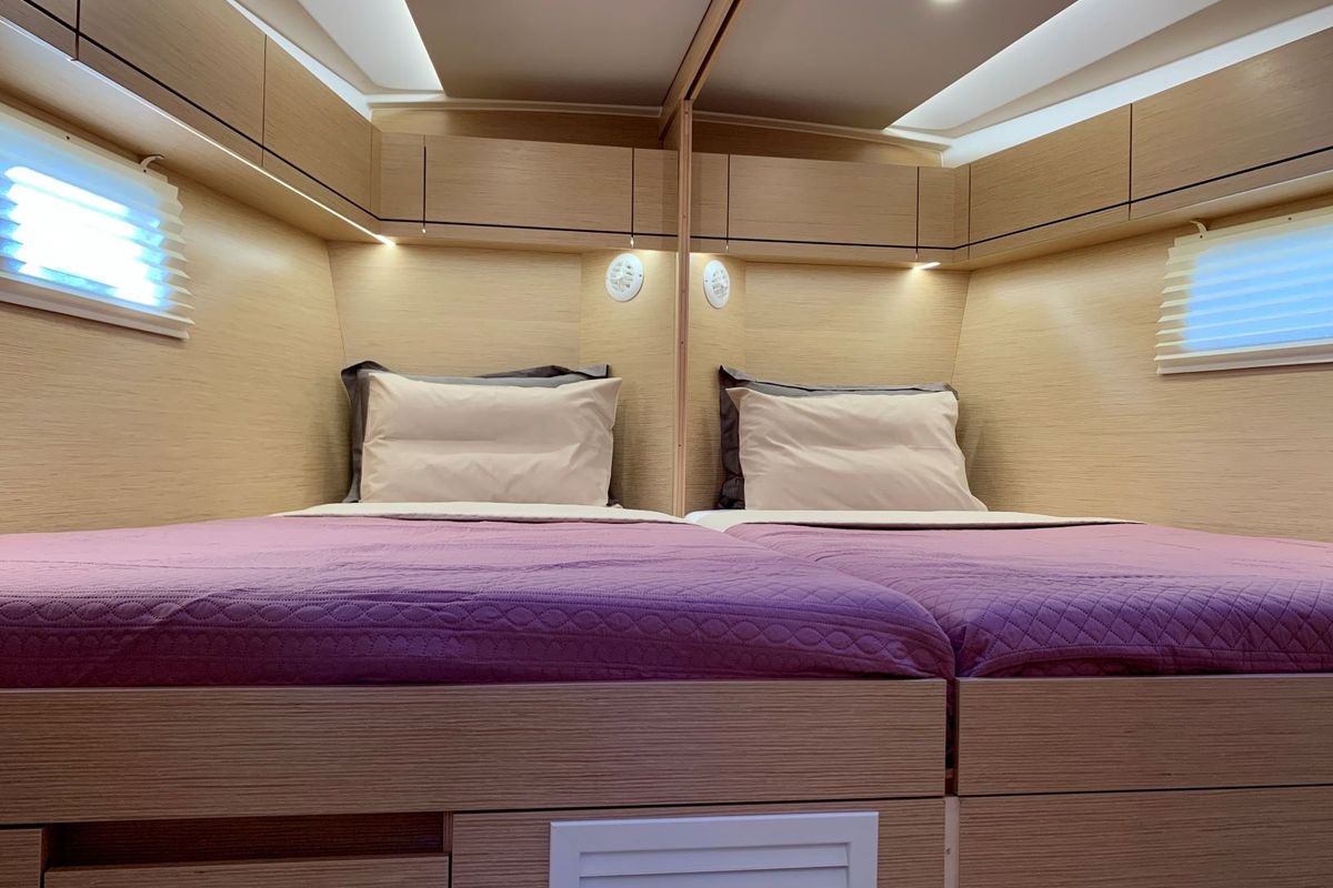 Cabin on ARTEMIS, a Hanse Yachts Hanse 508 sailboat at Municipal Unit of Lefkada, Greece