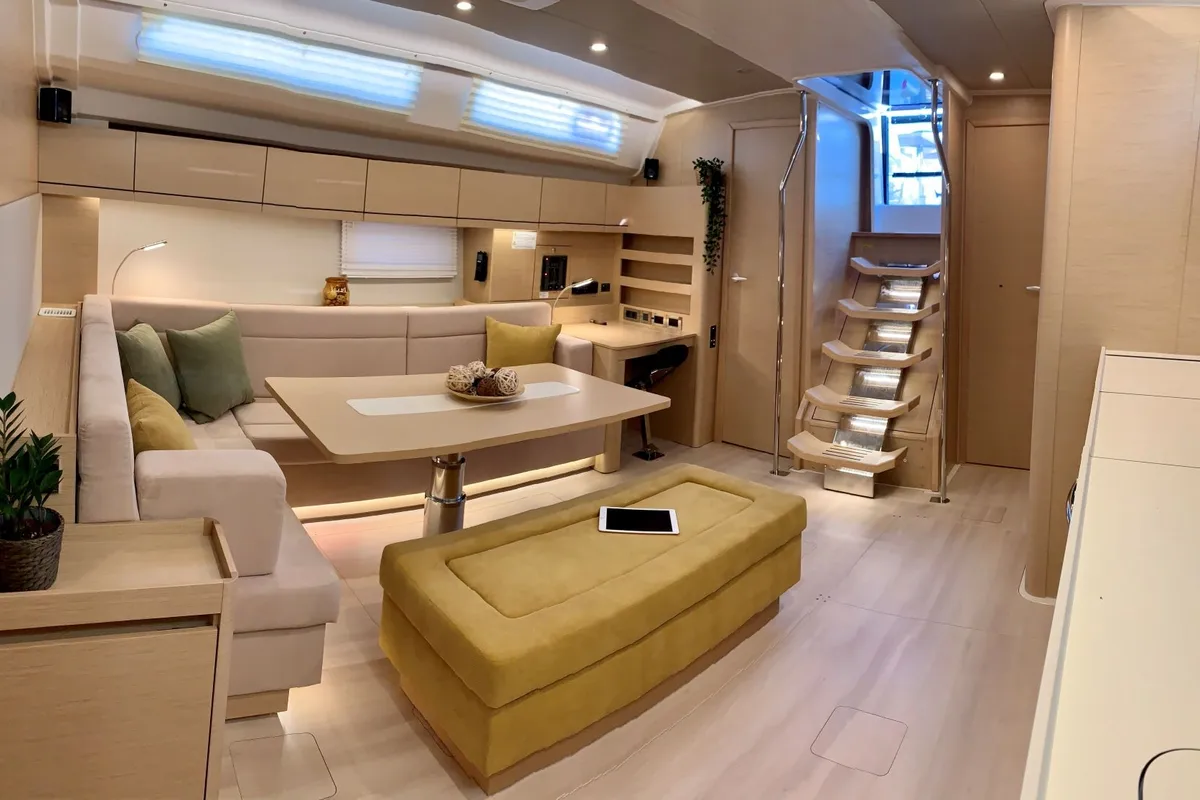 Salon of ARTEMIS, a Hanse Yachts Hanse 508 sailboat at Municipal Unit of Lefkada, Greece