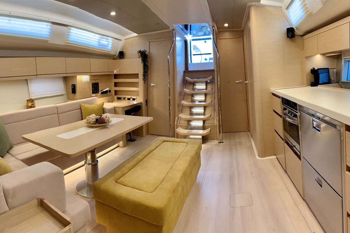 Salon of ARTEMIS, a Hanse Yachts Hanse 508 sailboat at Municipal Unit of Lefkada, Greece