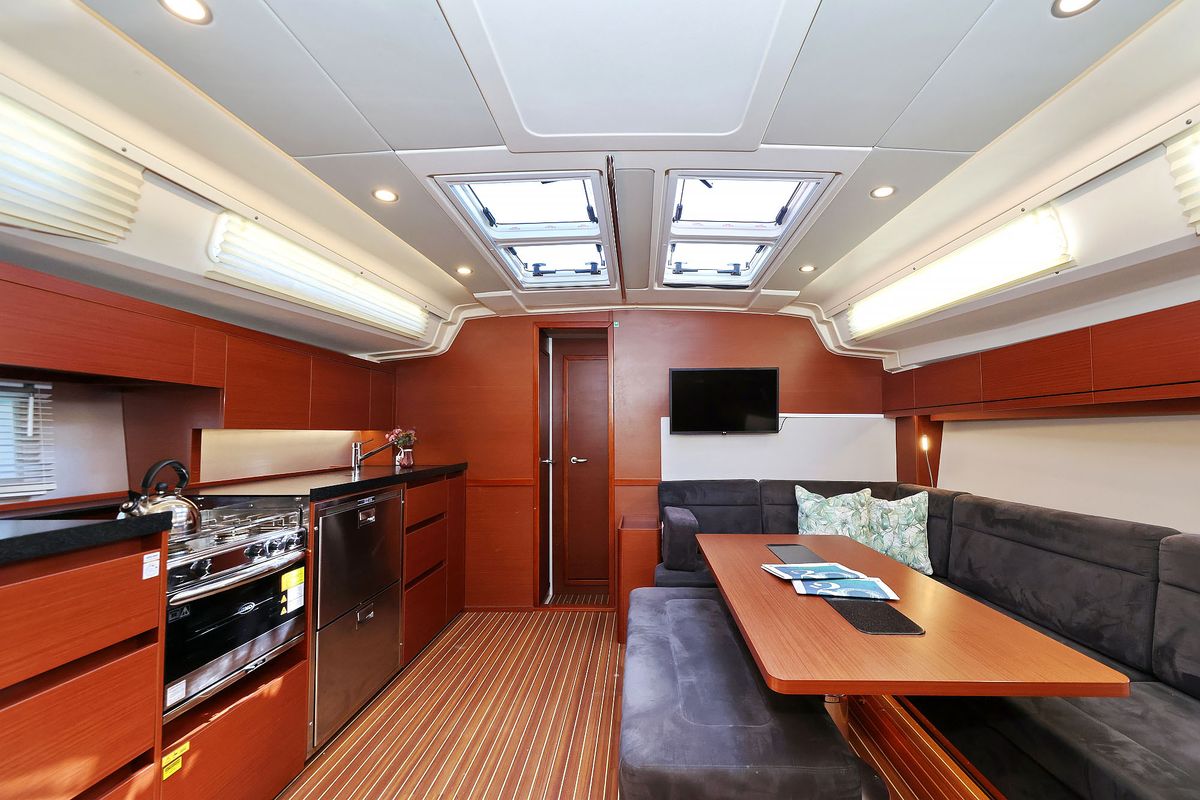 Salon of Uptown Girl, a Hanse Yachts Hanse 508 sailboat at Dubrovnik, Croatia