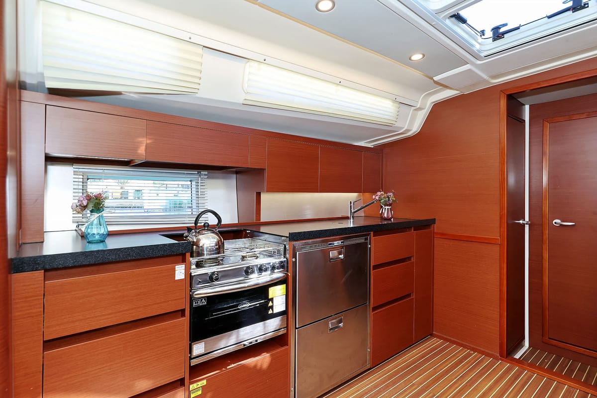 Galley of Uptown Girl, a Hanse Yachts Hanse 508 sailboat at Dubrovnik, Croatia