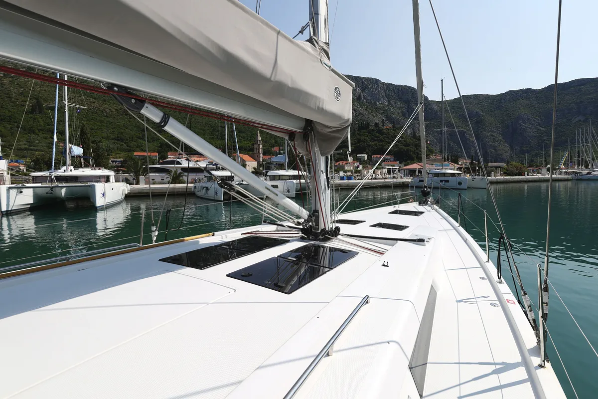 Deck of Uptown Girl, a Hanse Yachts Hanse 508 sailboat at Dubrovnik, Croatia