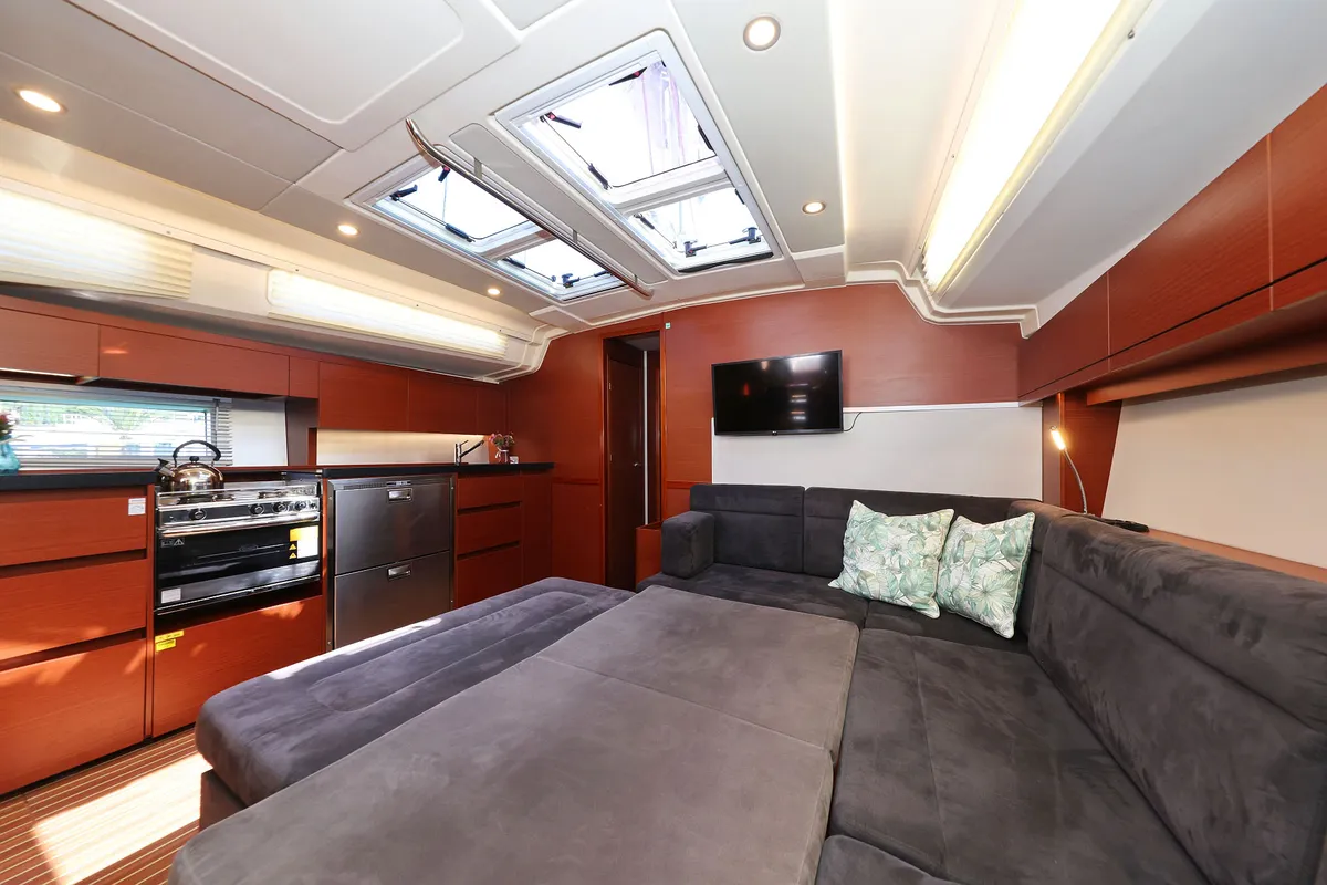 Salon of Uptown Girl, a Hanse Yachts Hanse 508 sailboat at Dubrovnik, Croatia