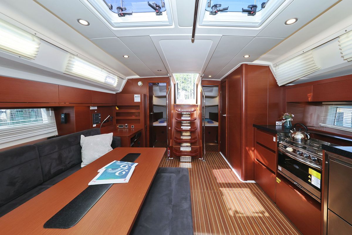 Salon of Uptown Girl, a Hanse Yachts Hanse 508 sailboat at Dubrovnik, Croatia