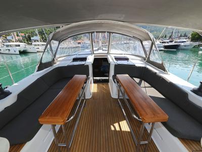 Deck of Uptown Girl, a Hanse Yachts Hanse 508 sailboat at Dubrovnik, Croatia