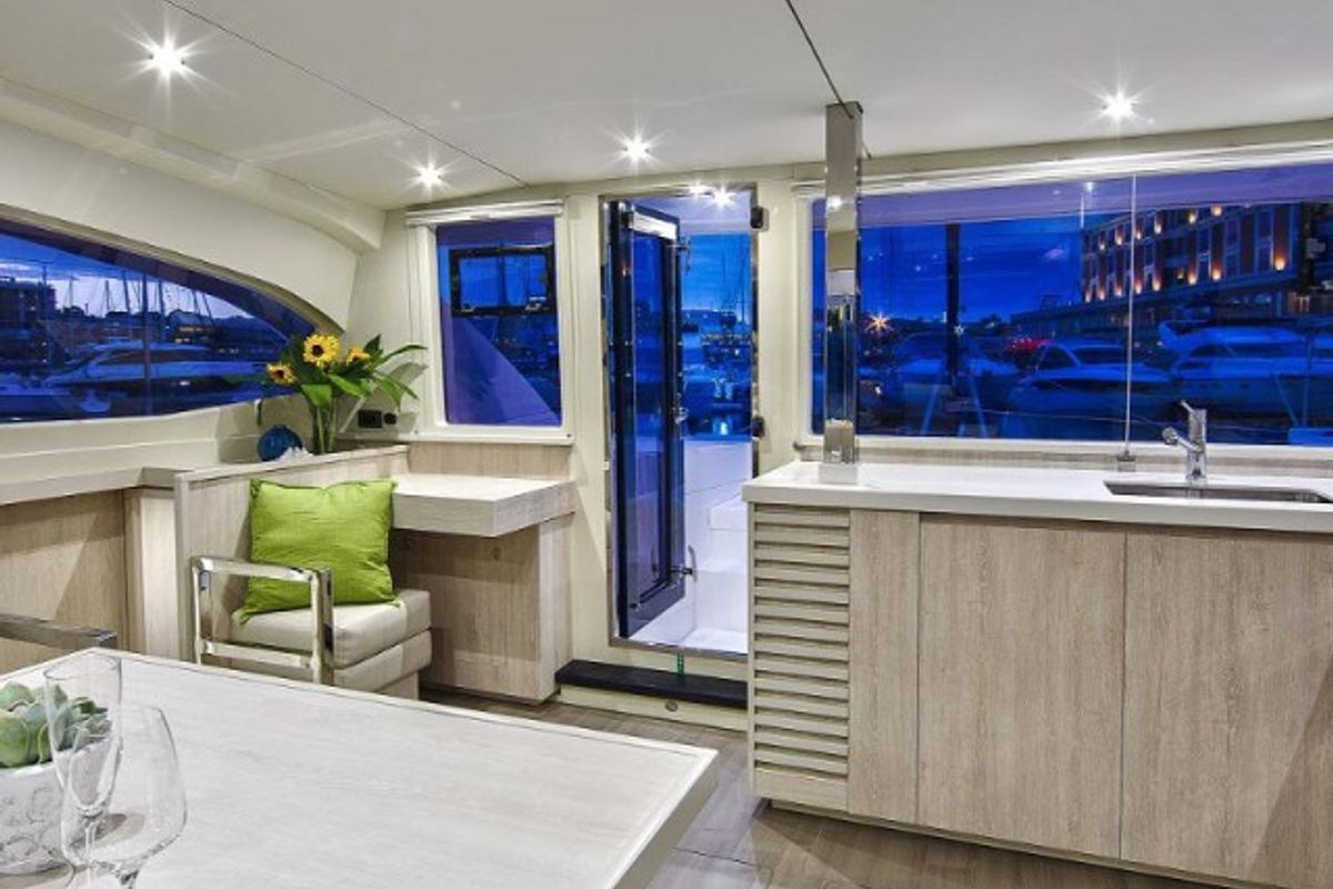 Salon of Sunsail 404 Classic, a Leopard 40 catamaran at Pa Khlok, Thailand