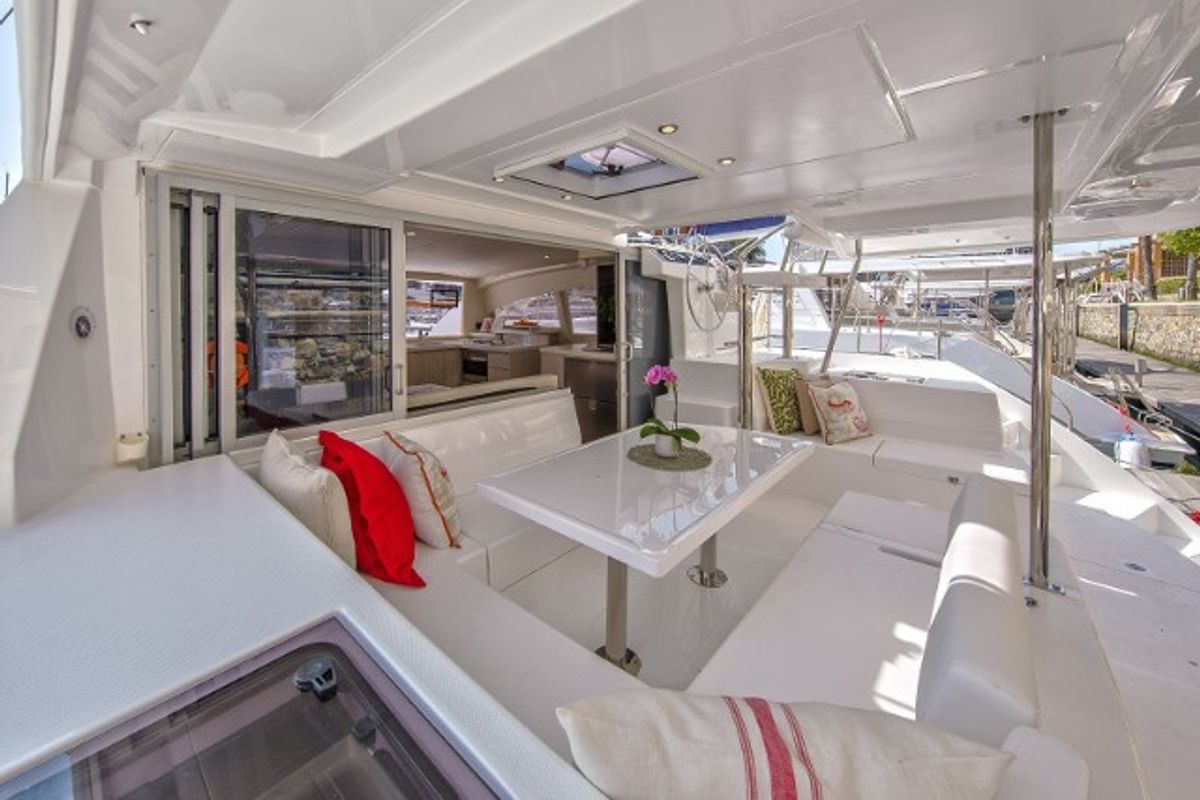 Deck of Sunsail 404 Classic, a Leopard 40 catamaran at Pa Khlok, Thailand
