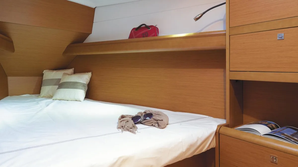 Cabin on Sunsail 38, a Jeanneau Sun Odyssey 389 sailboat at Municipal Unit of Lefkada, Greece