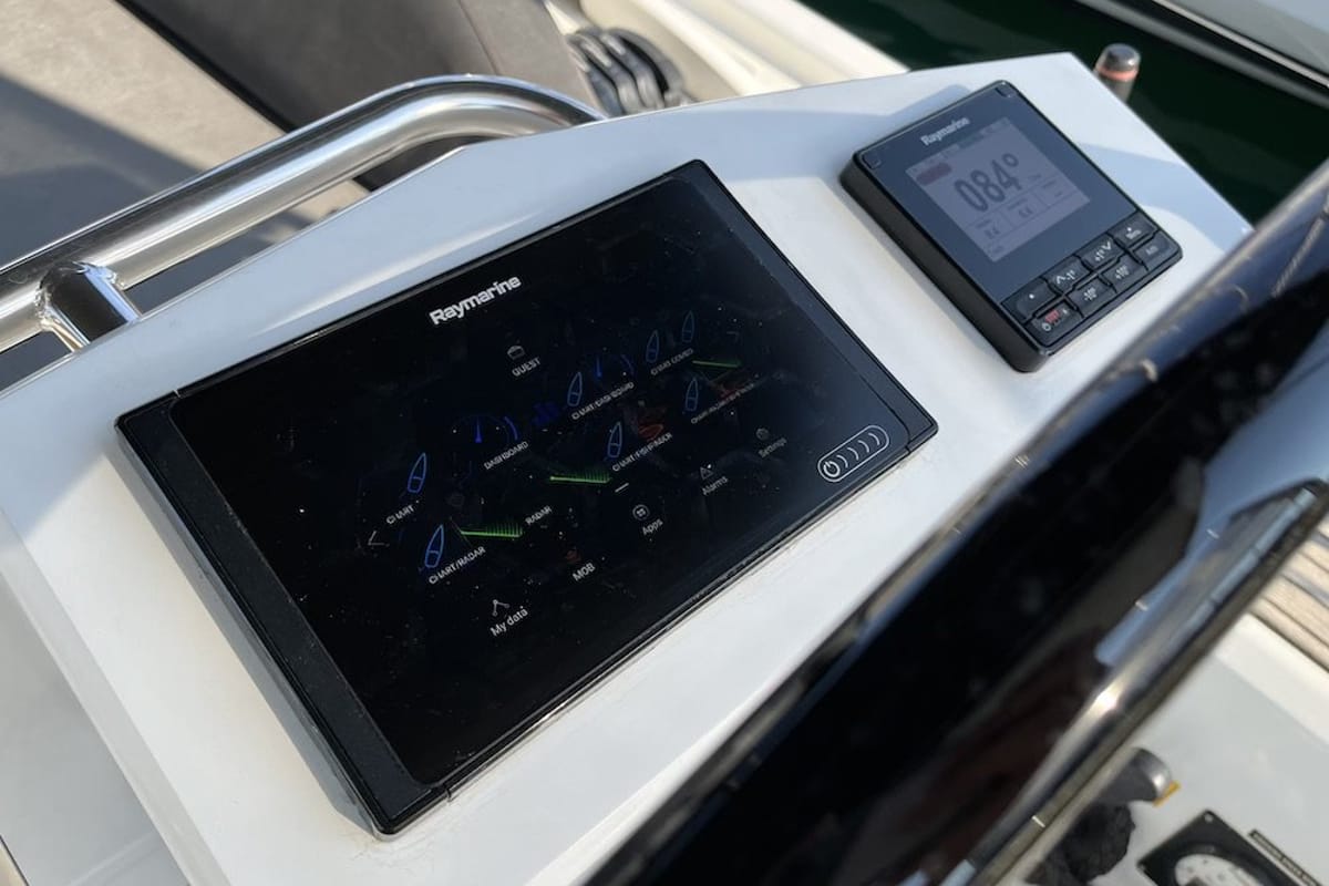 Cockpit of Nagia, a Beneteau Oceanis 46.1 sailboat at Athens, Greece