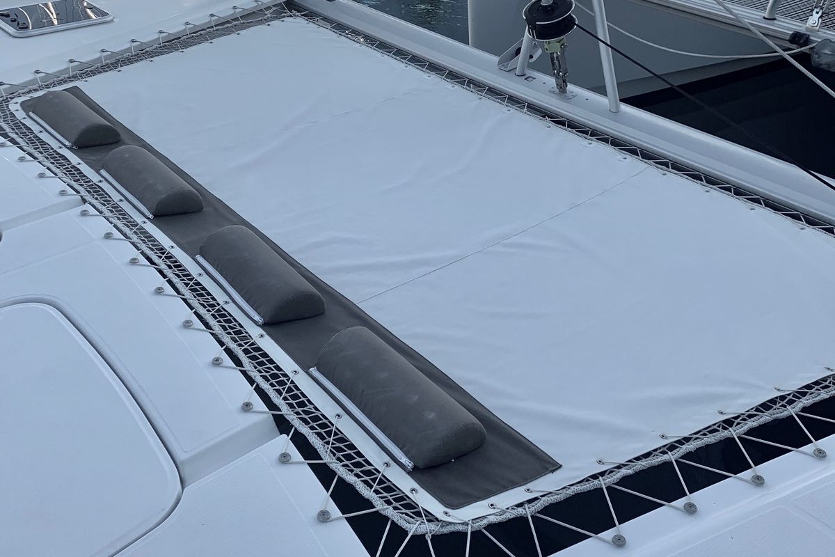 Deck of Ohana, a Fountaine Pajot Helia 44 catamaran at Road Town, British Virgin Islands