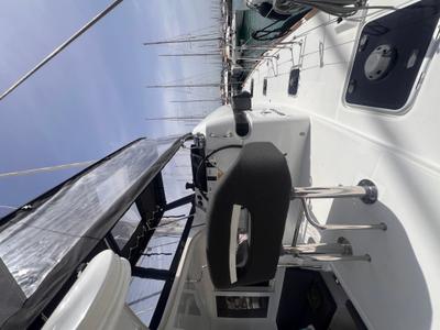Cockpit of SOPHIE, a Lagoon 40 catamaran at Gouvia, Greece