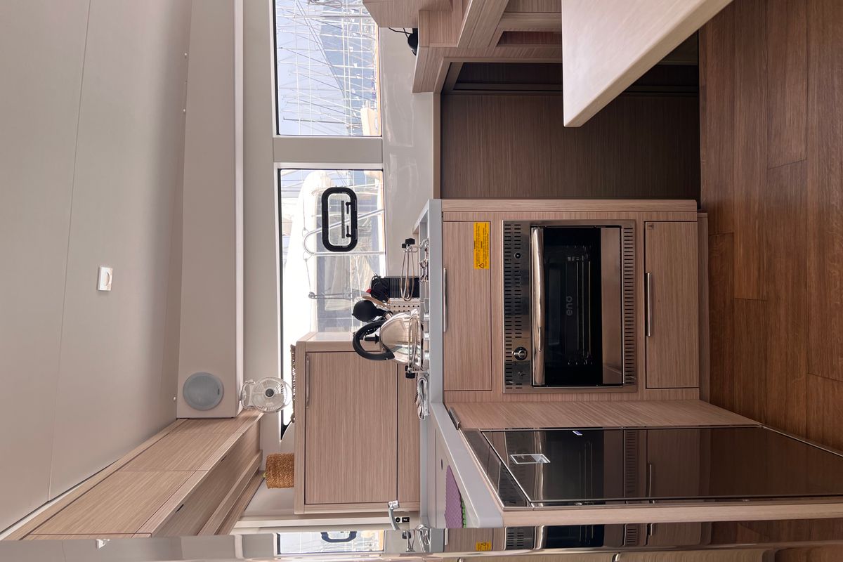 Galley of SOPHIE, a Lagoon 40 catamaran at Gouvia, Greece
