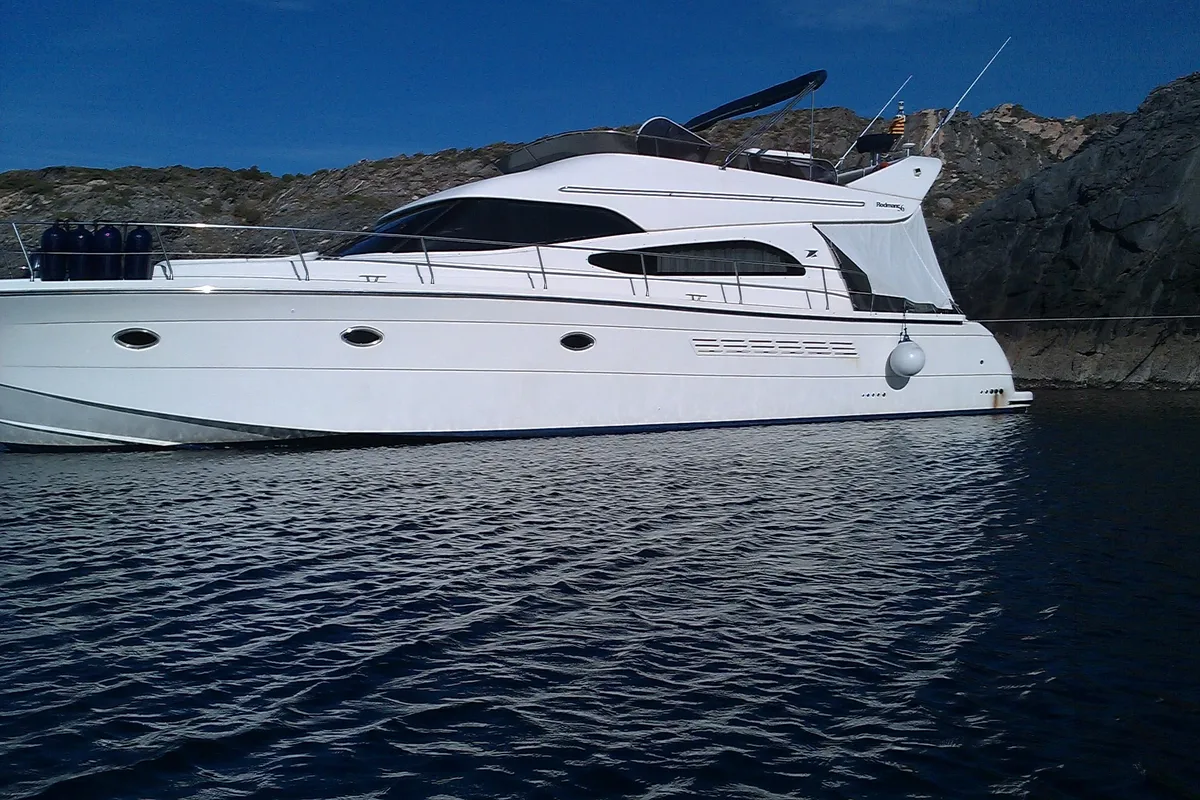 Exterior view of Port Ditxos, a Rodman 56 Fly yacht at Port d'Andratx, Spain