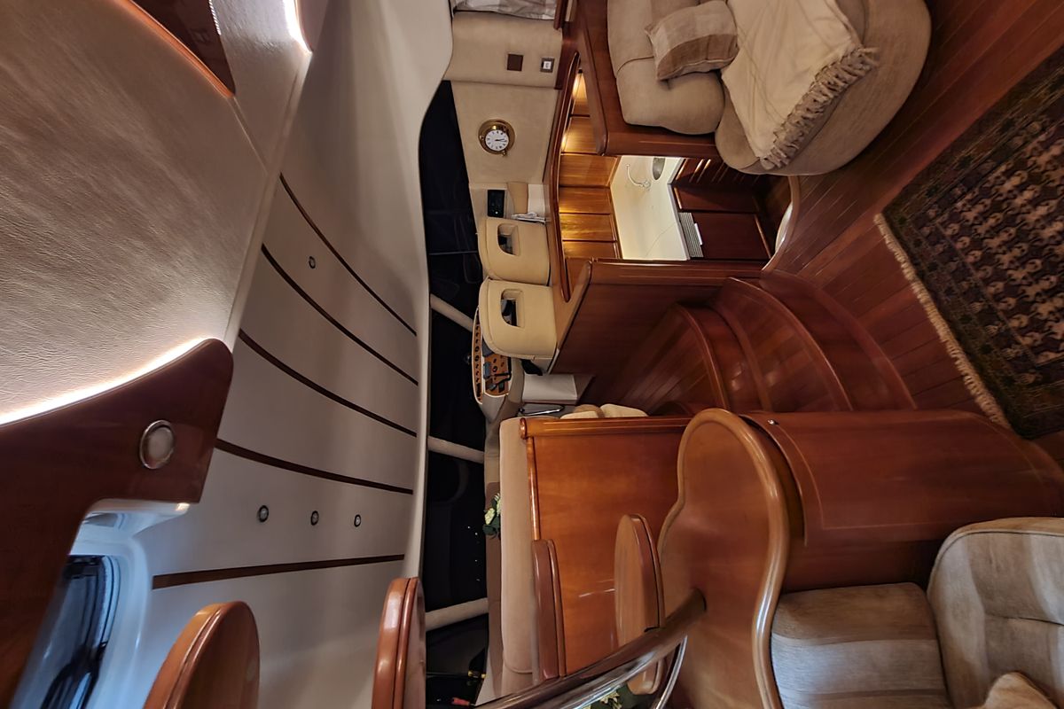 Salon of Port Ditxos, a Rodman 56 Fly yacht at Port d'Andratx, Spain