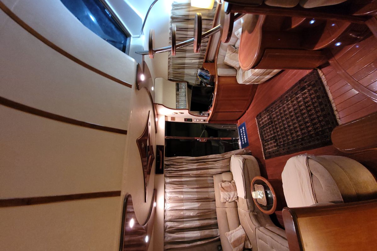 Salon of Port Ditxos, a Rodman 56 Fly yacht at Port d'Andratx, Spain