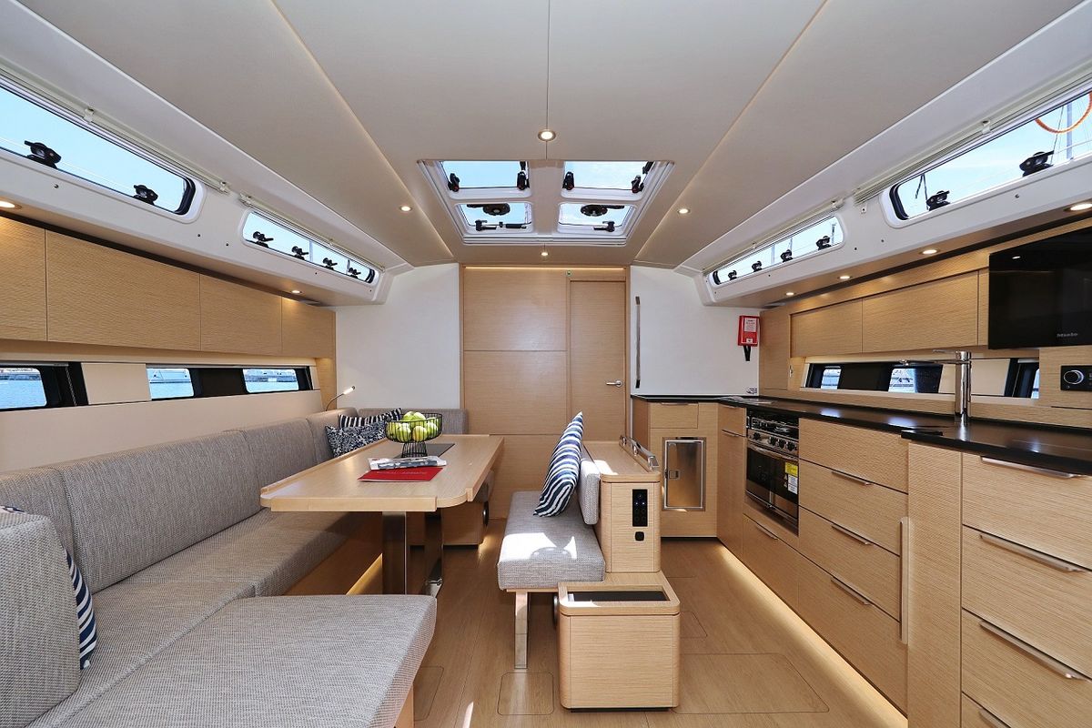 Salon of Miss Moneypenny, a Hanse Yachts Hanse 460 sailboat at Grad Kaštela, Croatia