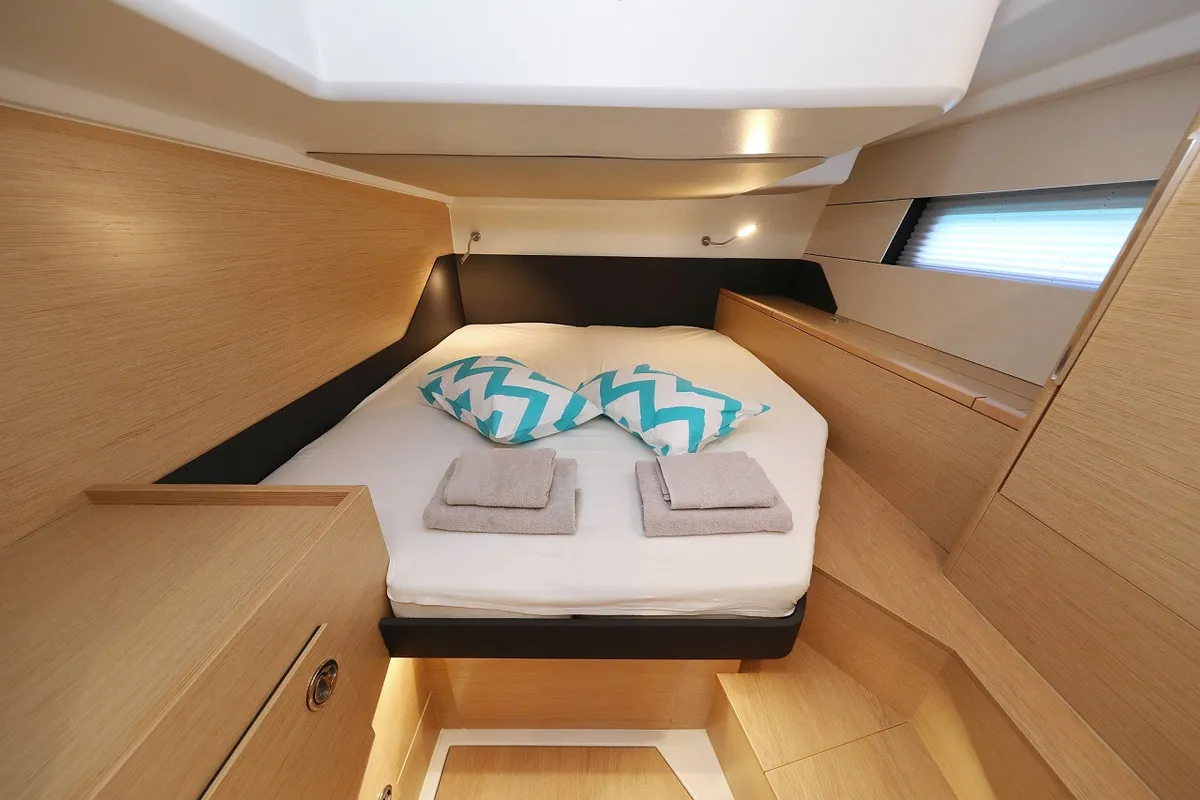 Cabin on Miss Moneypenny, a Hanse Yachts Hanse 460 sailboat at Grad Kaštela, Croatia