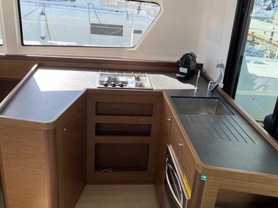 Galley of Felis, a Lagoon 42 catamaran at Olbia, Italy