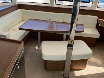 Salon of Felis, a Lagoon 42 catamaran at Olbia, Italy