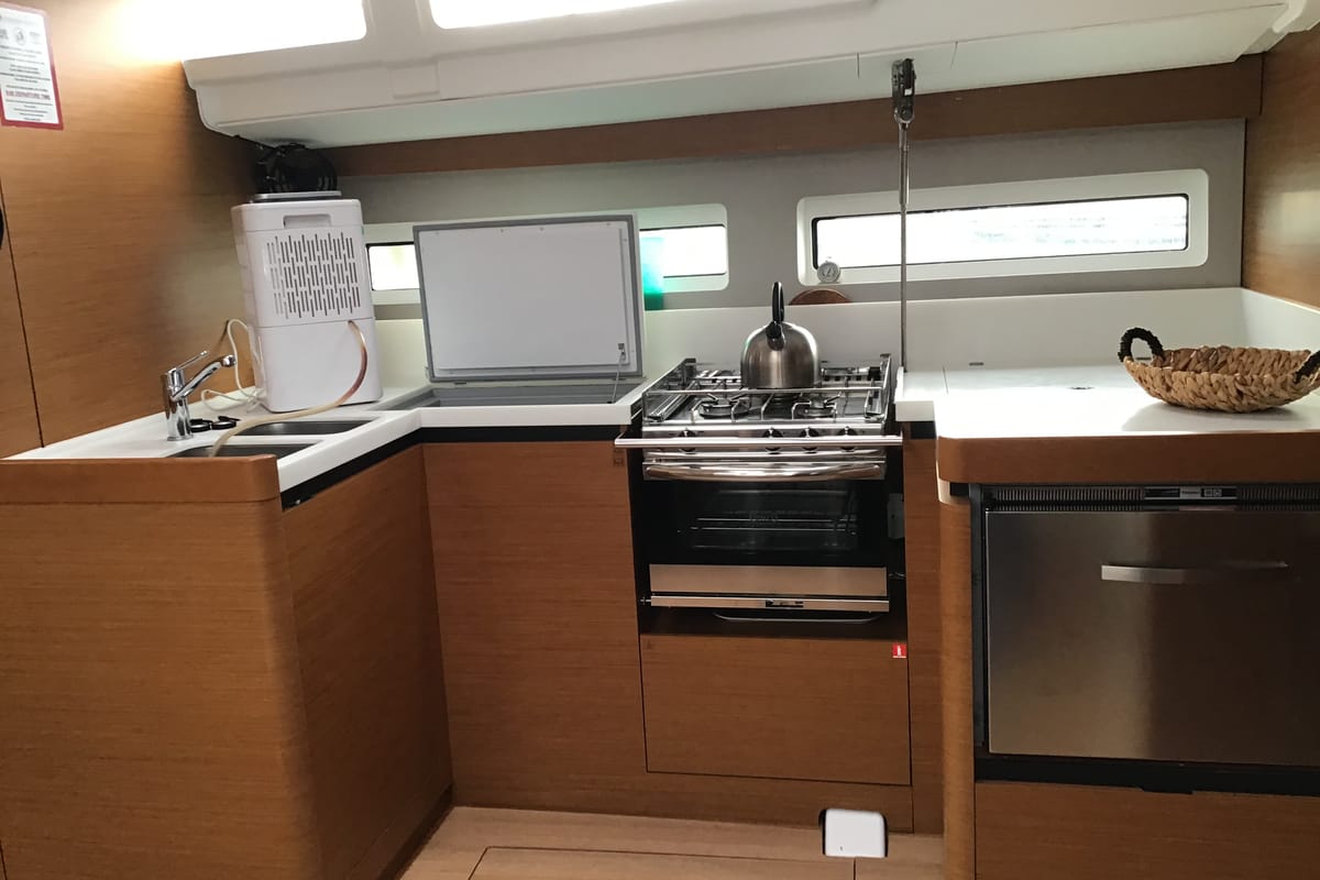 Galley of Helia, a Jeanneau Sun Odyssey 490 sailboat at Volos Municipality, Greece
