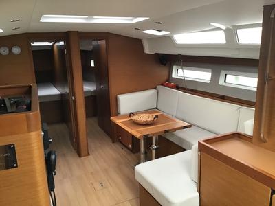 Salon of Helia, a Jeanneau Sun Odyssey 490 sailboat at Volos Municipality, Greece