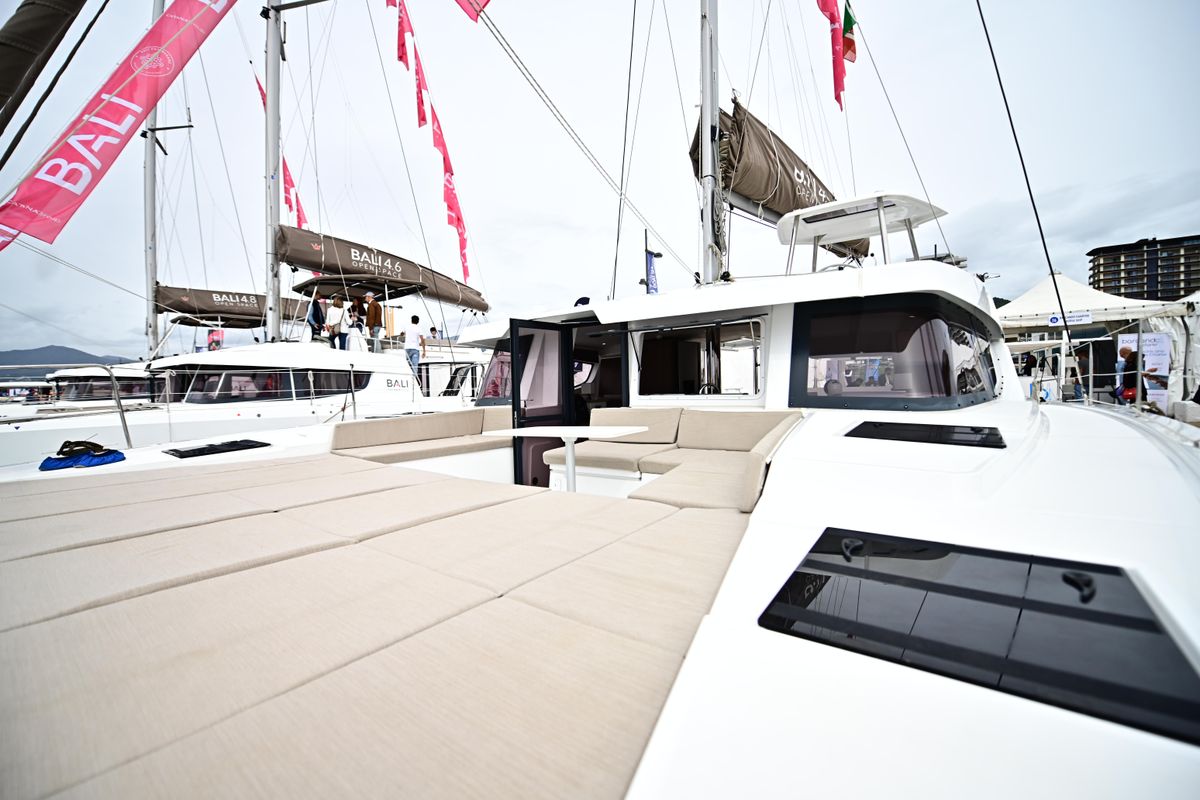 Galley of SKYFALL, a Bali 4.4 catamaran at Tonnarella, Italy