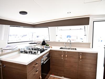 Galley of SKYFALL, a Bali 4.4 catamaran at Tonnarella, Italy