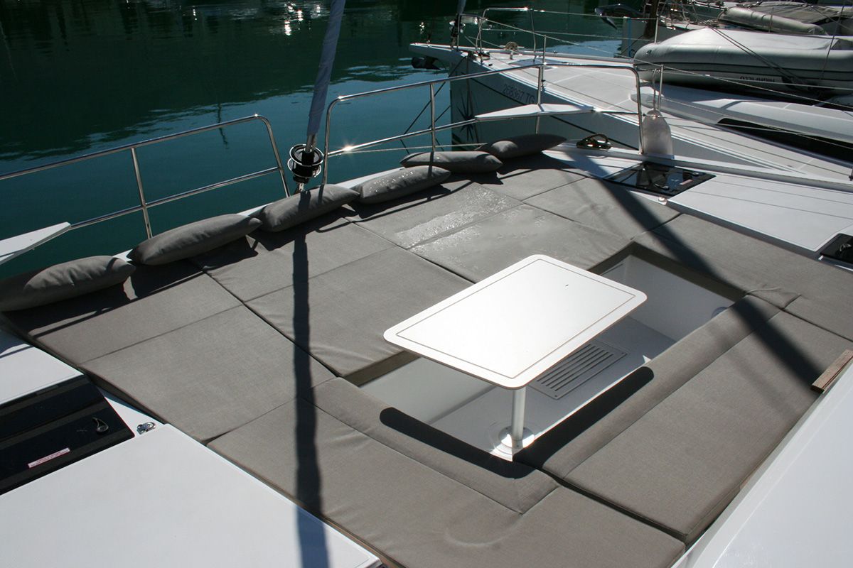 Deck of Julija, a Bali Catsmart catamaran at Dubrovnik, Croatia