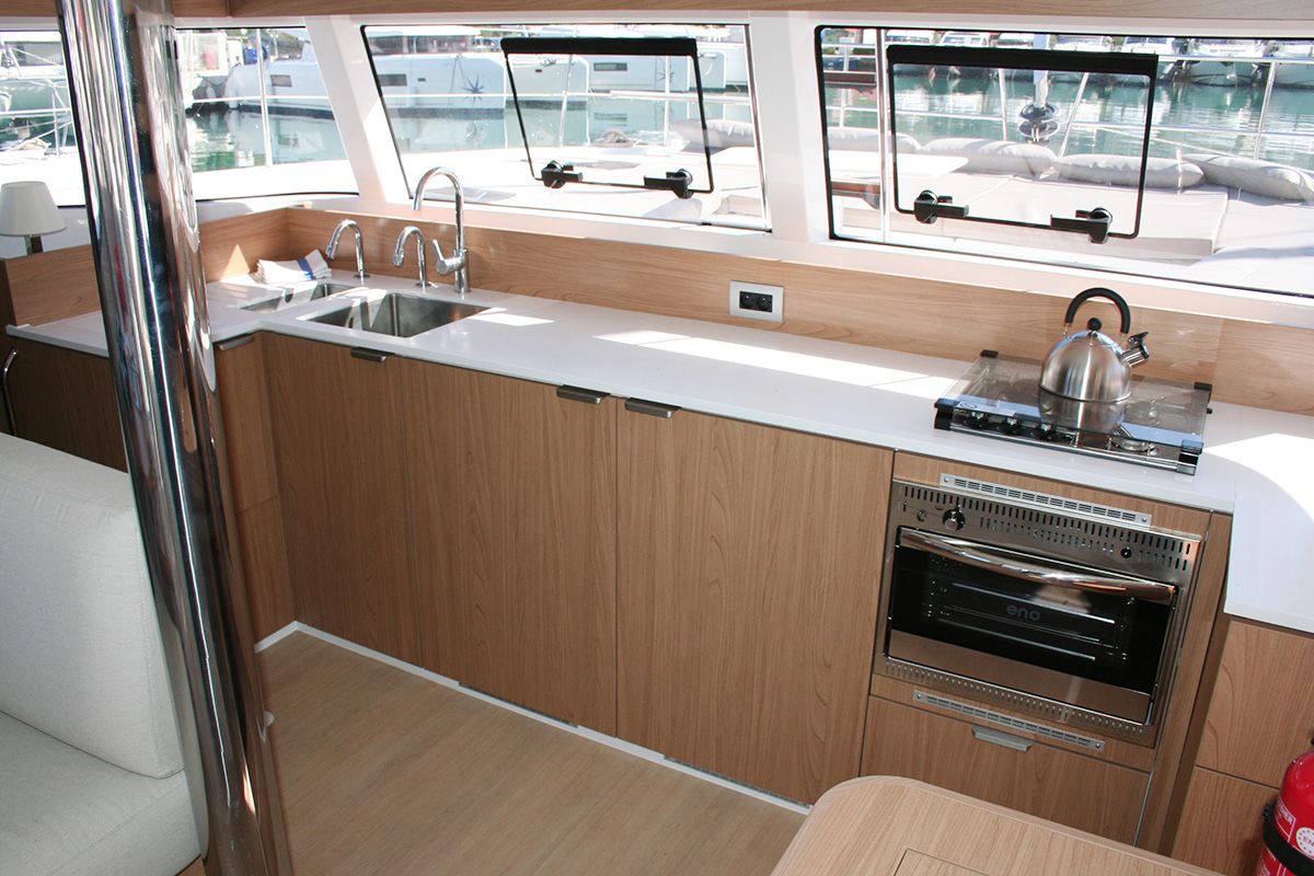 Galley of Julija, a Bali Catsmart catamaran at Dubrovnik, Croatia