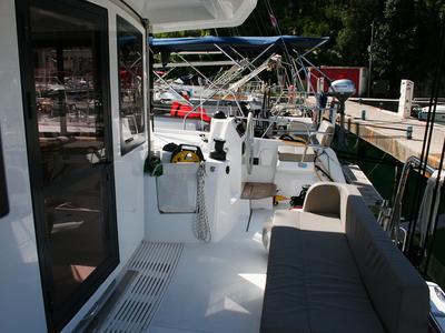 Deck of Julija, a Bali Catsmart catamaran at Dubrovnik, Croatia