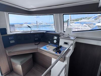 Cockpit of MY QUEEN, a Bali 4.6 catamaran at Novi Vinodolski, Croatia