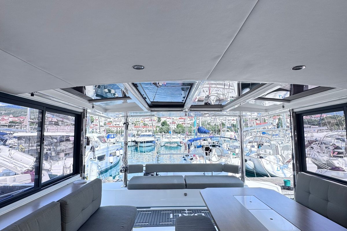 Salon of MY QUEEN, a Bali 4.6 catamaran at Novi Vinodolski, Croatia