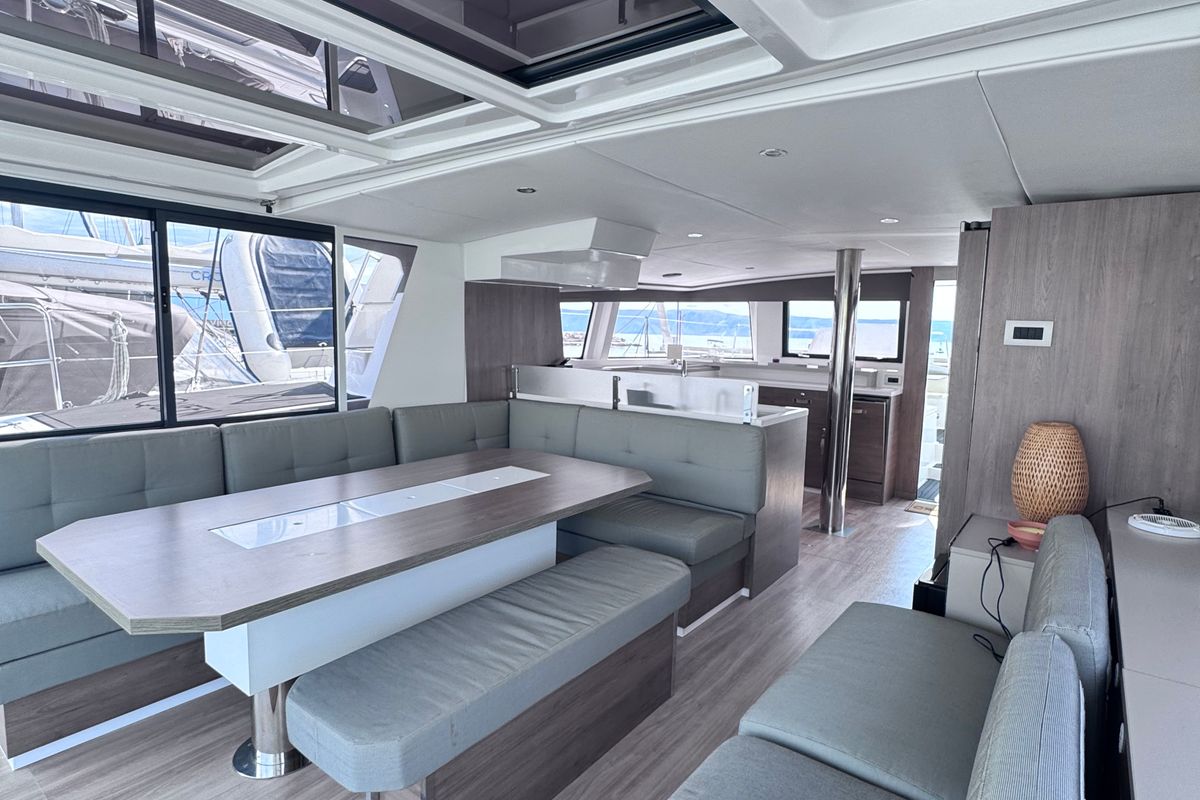 Salon of MY QUEEN, a Bali 4.6 catamaran at Novi Vinodolski, Croatia