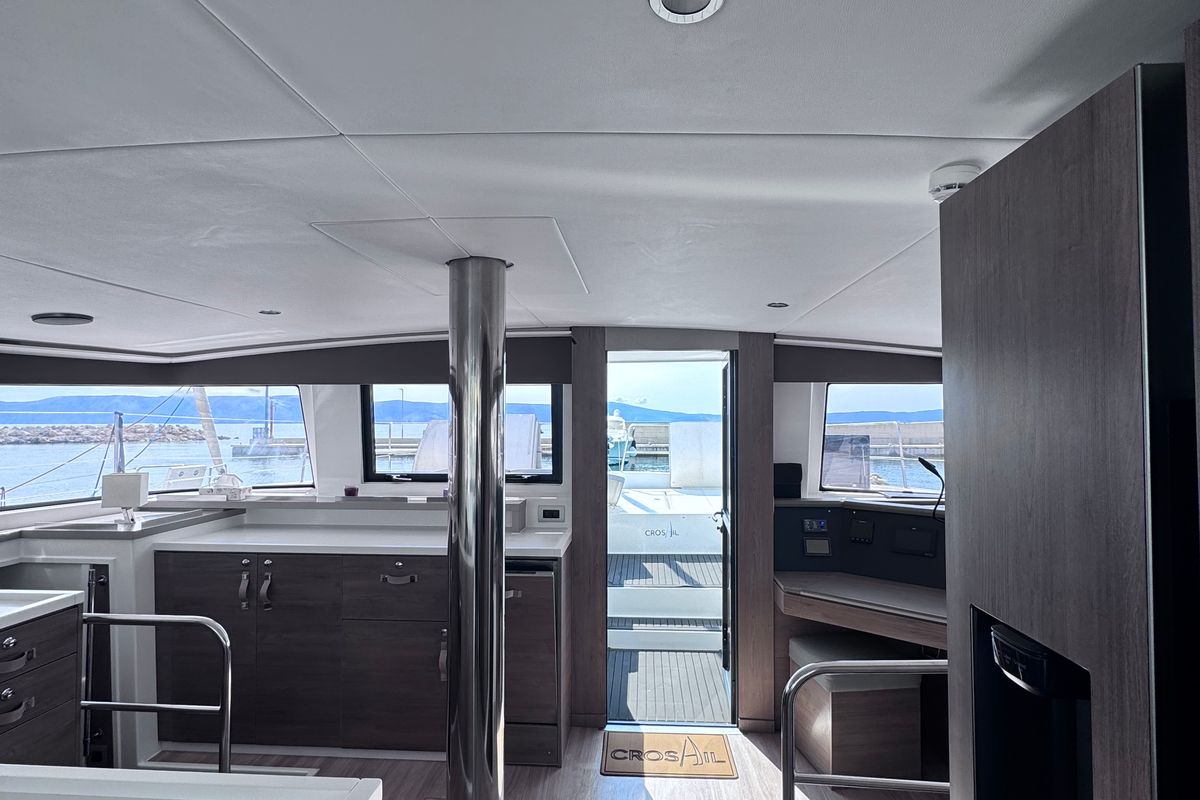 Salon of MY QUEEN, a Bali 4.6 catamaran at Novi Vinodolski, Croatia