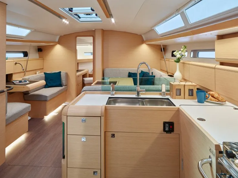 Galley of Maria 1, a Jeanneau Sun Odyssey 449 sailboat at Athens, Greece