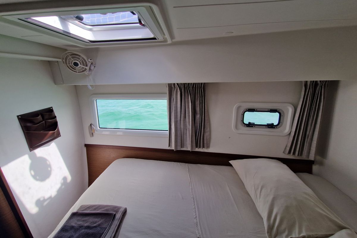Cabin on Kireina, a Lagoon 42 catamaran at Portoferraio, Italy