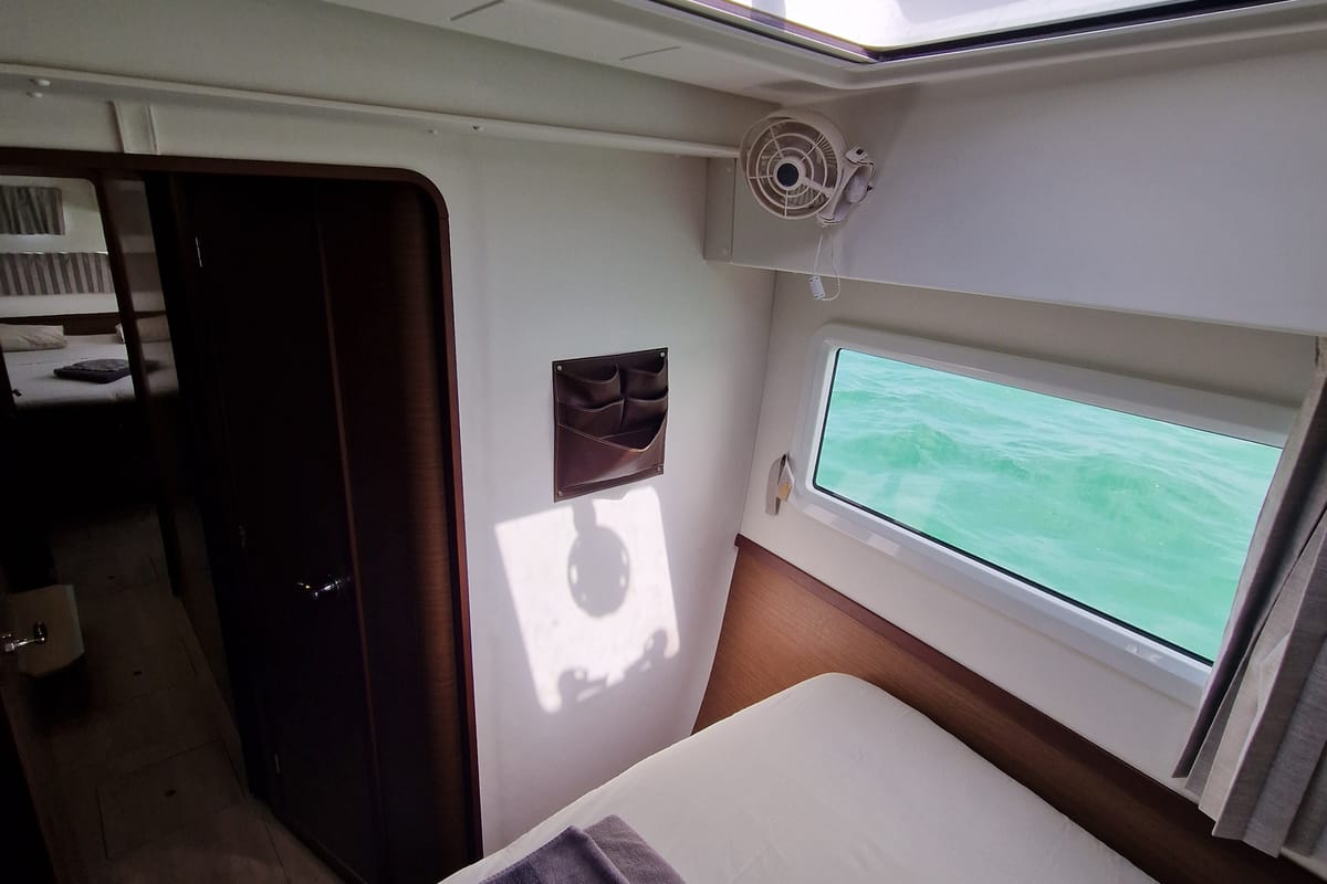 Cabin on Kireina, a Lagoon 42 catamaran at Portoferraio, Italy