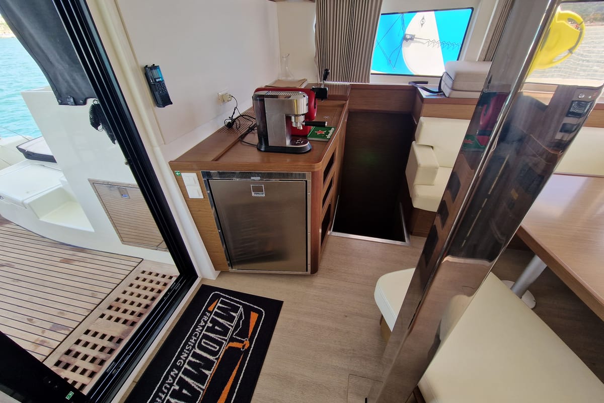 Galley of Kireina, a Lagoon 42 catamaran at Portoferraio, Italy